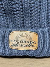 Load image into Gallery viewer, Custom Leather Patch Colorado Beanie | Winter Hat | Custom Beanie | Women’s Winter Hat | Colorado Gift | Rocky Mountains | Pom Pom Beanie
